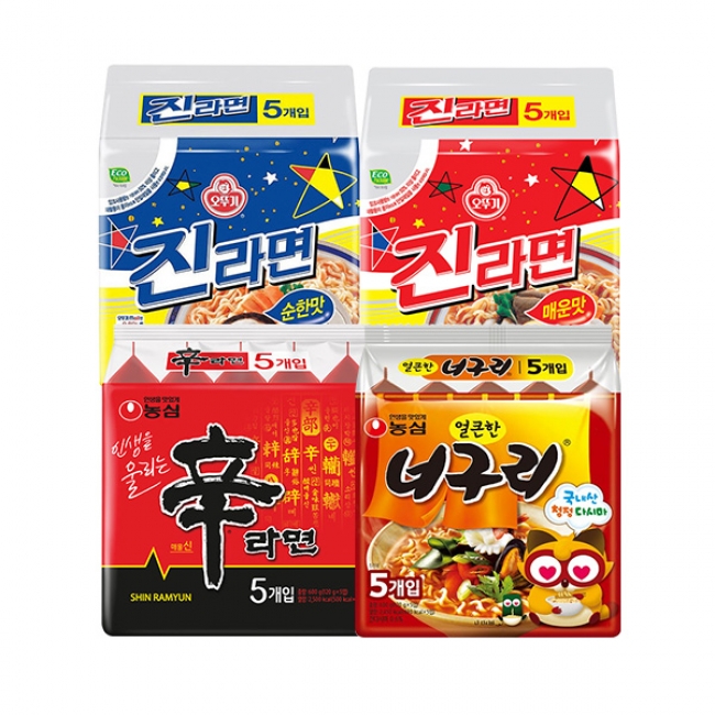 [농심]신라면(5개)+너구리(5개)+진라면(10개)(순한맛+매운맛)