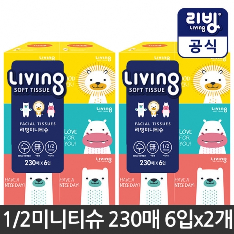 삼정펄프 리빙 미니티슈 230매 6입 x2