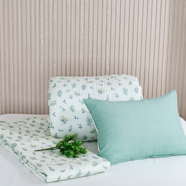 ★주말특가★심플 가드니아 모달100% 사계절 차렵이불 청량한 플라워패턴 이불+베개커버+패드 침구 세트