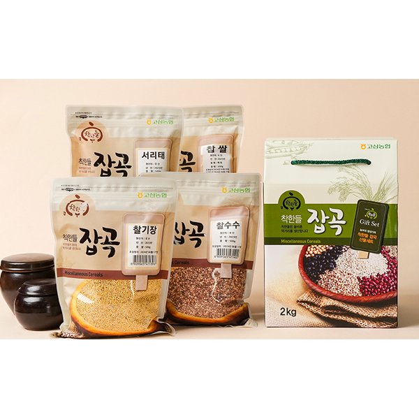 [고삼농협] 착한들 명품 잡곡세트 2호 2kg - 국산 100% 4종 학교급식 농협 선물세트