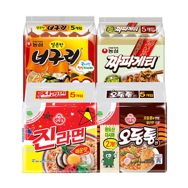 [농심]너구리(5개)+짜파게티(5개)+진라면(5개)+오동통면(5개)