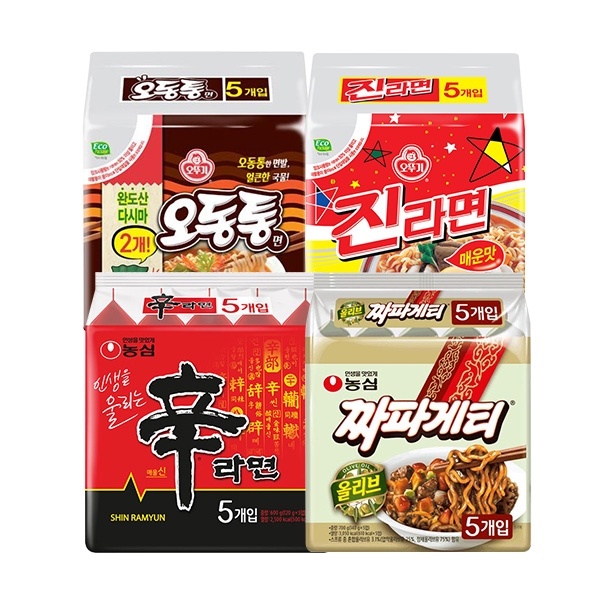 [농심]신라면(5개)+짜파게티(5개)+오동통면(5개)+진라면(5개)