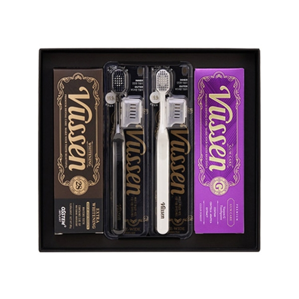 [오스템 뷰센]치약칫솔 4종 덴탈세트(28미백xG잇몸x더블와이드2개)_쇼핑백포함