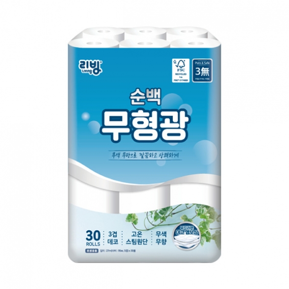 삼정펄프 순백 무형광 화장지 30롤 x2팩/3팩