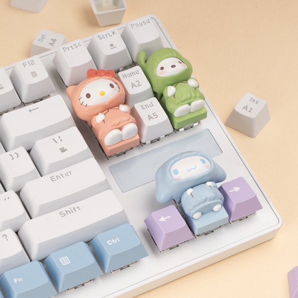 ★주말특가★[로이체] 산리오 키캡 키링 헬로키티 시나모롤 포차코 포인트키캡 기계식키보드 클리커 2구