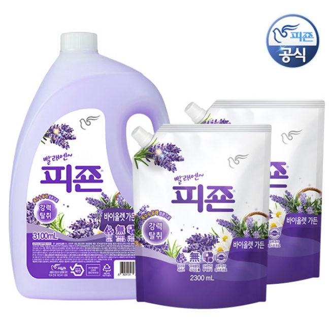피죤섬유유연제 핑크로즈,옐로미모사,블루비앙카,바이올렛가든3100ml+2300mlx2