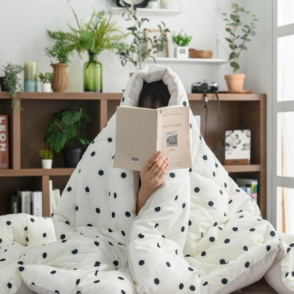 ★주말특가★ 심플 먼지없는 도트 세미마이크로 키치한 도트패턴 이불+베개커버+패드 침구 세트