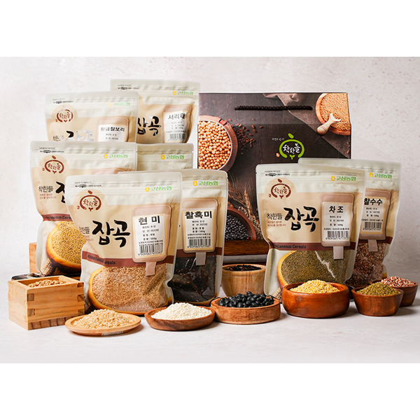 (농할) [고삼농협 착한들] 잡곡세트 1호 4kg 8종 (구성 : 찹쌀,현미, 찰흑미, 황금찰보리, 차조, 찰수수, 찰기장, 서리태 각 500g)