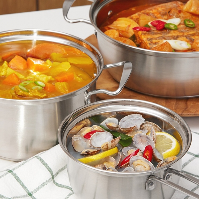 [키친플래그]스테인레스 304 냄비 3종 세트