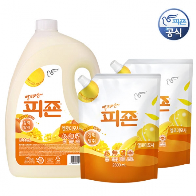 피죤섬유유연제 핑크로즈,옐로미모사,블루비앙카,바이올렛가든3100ml+2300mlx2