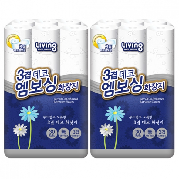 삼정펄프 리빙 3겹 데코엠보싱 30롤 x2