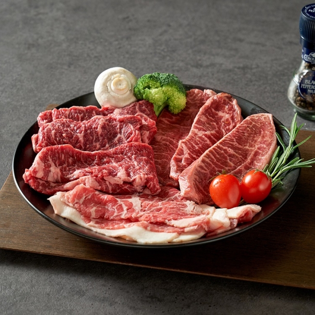 [에이징그라운드]소고기 모둠한판 600g (등심+우삼겹+차돌)