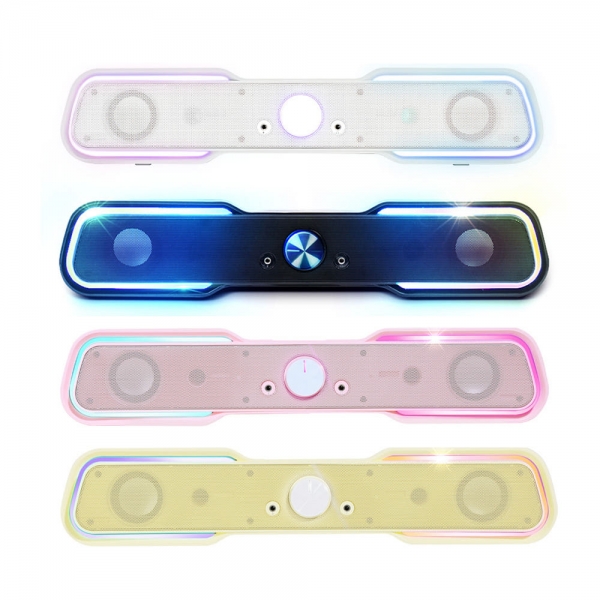 ★타임세일★ [로이체] RGB LED 게이밍 컴퓨터 PC 스피커 사운드바 RSB-G5000