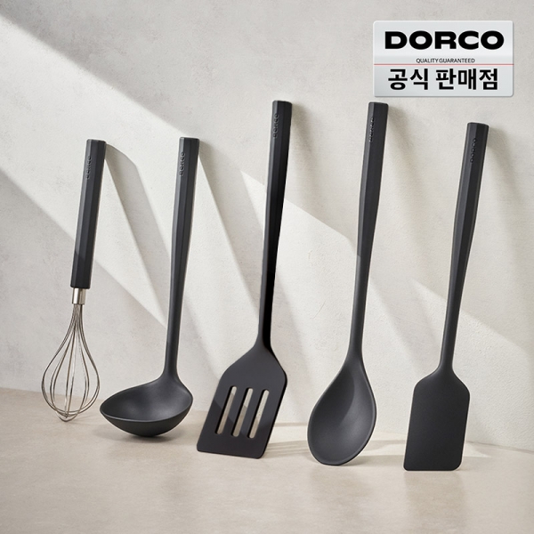도루코 헤리콘 실리콘 조리도구 5종 세트 (국자+뒤지개+요리스푼+스페출라+거품기)