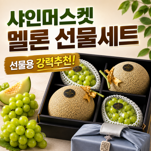 ★신선위크★(농할) [엠마홈] 고당도 멜론 선물세트 샤인머스켓 혼합 과일선물세트