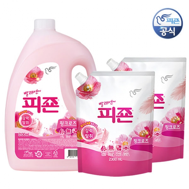 피죤섬유유연제 핑크로즈,옐로미모사,블루비앙카,바이올렛가든3100ml+2300mlx2
