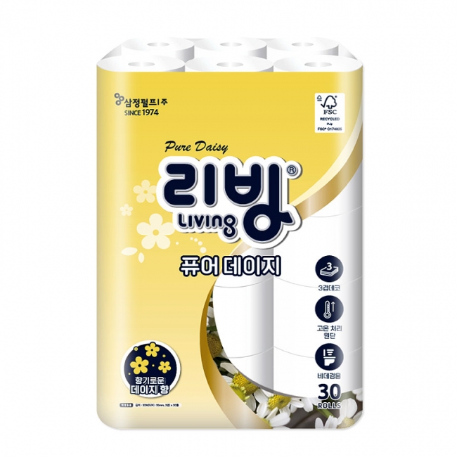 [삼정펄프]리빙 퓨어데이지 3겹 화장지 30M 30롤(데이지향)
