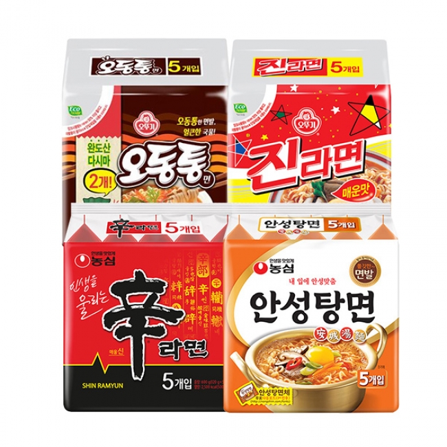 [농심]신라면(5개)+안성탕면(5개)+오동통면(5개)+진라면(5개)