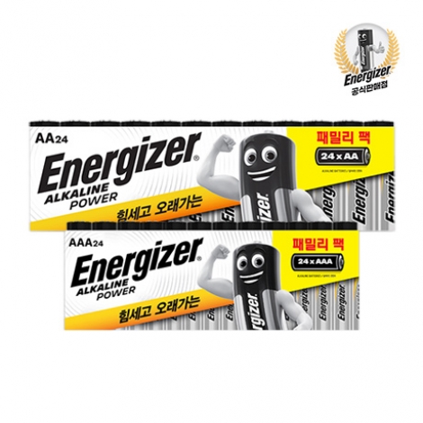 에너자이저 패밀리팩 알카라인 건전지 AA24알/AAA24알
