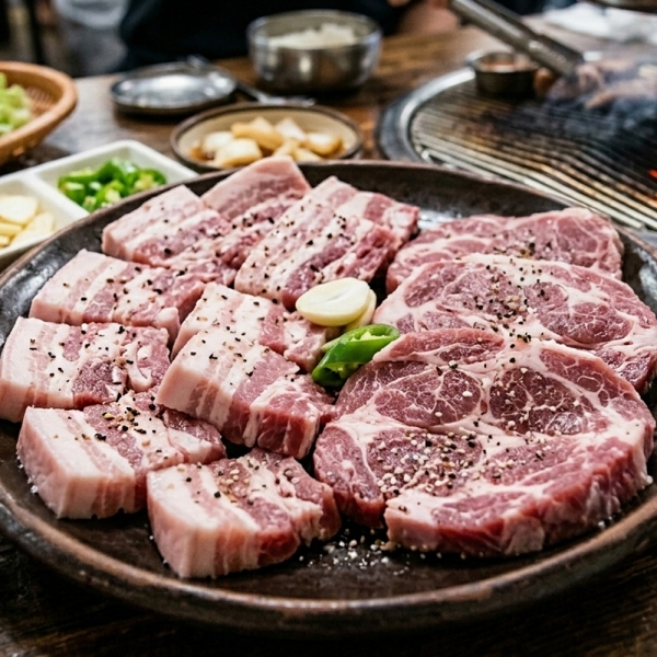 (농할) 국내산 한돈 1+ 돼지고기 모듬 세트 1kg 외 삼겹살 목살 항정살 가브리살