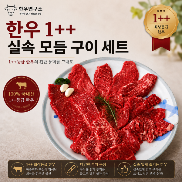 ★복날★★리뷰이벤트★(농할) ☆썸머세일 초특가 행사☆ [한우연구소] 국내산 한우 1++ 실속 모듬 구이 세트 (600g) 삼각살/부채덮개살/꾸리살/살치덧살/지도살/보섭살 각 100