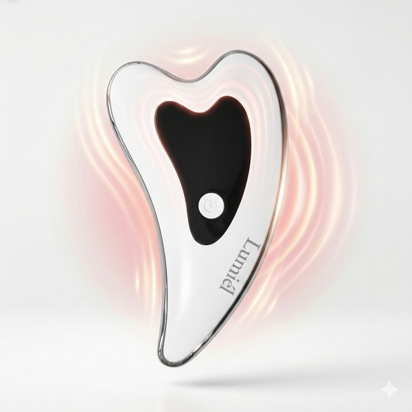 [루미엘] LED V 리프팅 하트 진동 괄사 마사지기 핑크 화이트