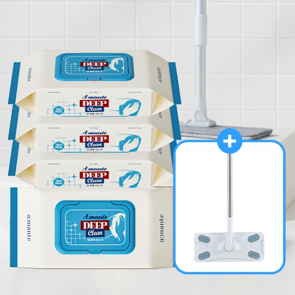★주말특가★ [아망떼][밀대 증정 이벤트] 물걸레청소포 먼지 바닥 청소물티슈 대형 4팩 120매 + 밀대 사은품