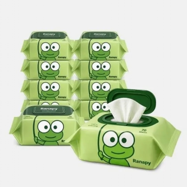 [라나피]온가족 안심 엠보싱 물티슈 캡형 10팩_70평량 캡형