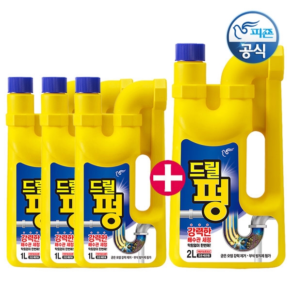 [특가]피죤 드릴펑 배수구세정제 1Lx3 + 2L 추가(총5L)