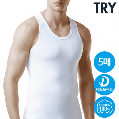 [트라이] 순면 남성 데오 민소매 런닝5매