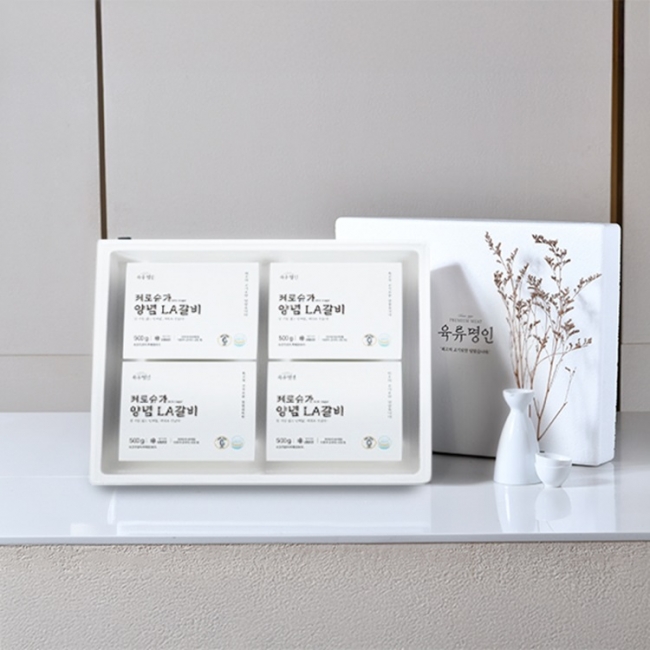 [육류명인]초이스등급 프리미엄 LA꽃갈비 제로슈가 양념 1kg/2kg