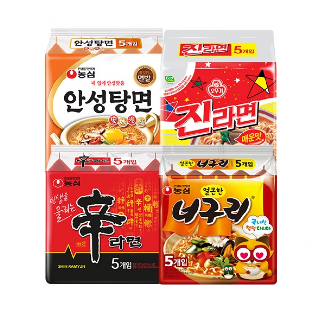 [농심]신라면(5개)+너구리(5개)+안성탕면(5개)+진라면(5개)