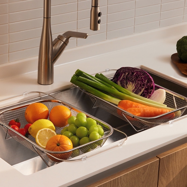 [키친플래그] 스테인레스 304 싱크대 슬라이드 채반