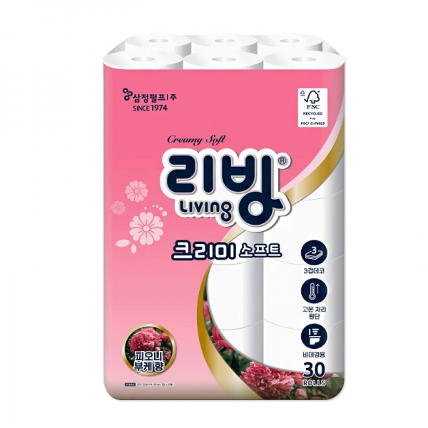 삼정펄프 리빙 크리미 화장지 피오니부케향(NEW) 30롤1/2/3