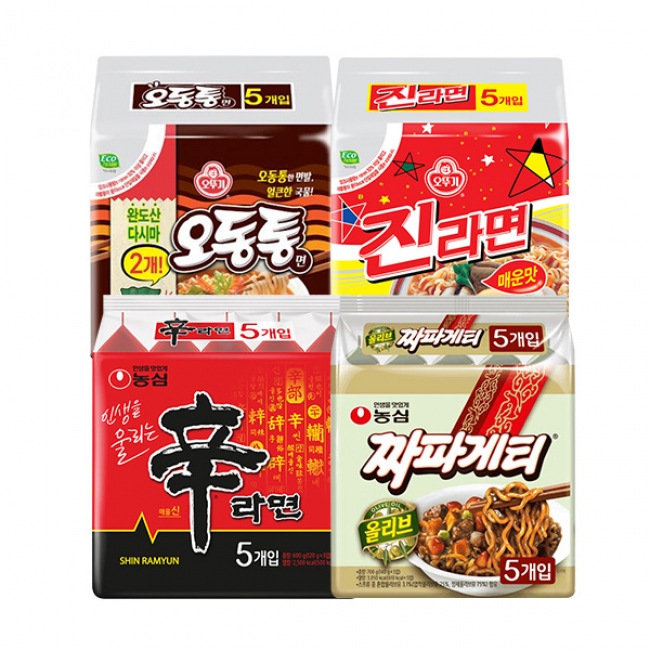 [농심]신라면(5개)+짜파게티(5개)+오동통면(5개)+진라면(5개)