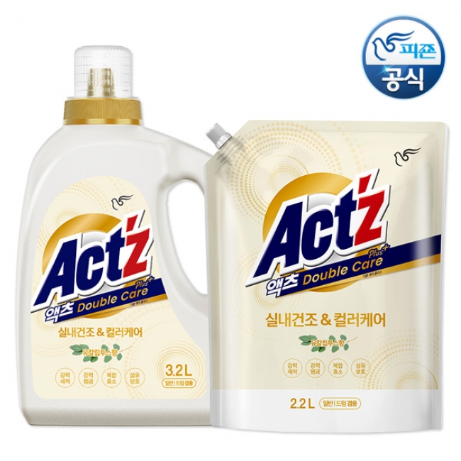 액츠 더블케어 플러스 세탁세제 일반드럼겸용 3.2L+2.2L