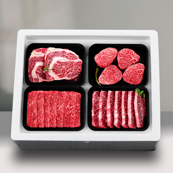 1++ 암소 한우 등심400g + 안심 300g + 갈비300g + 특수부위200g / 총 1.2kg / 씨엔컴퍼니 암소한우 세트 5