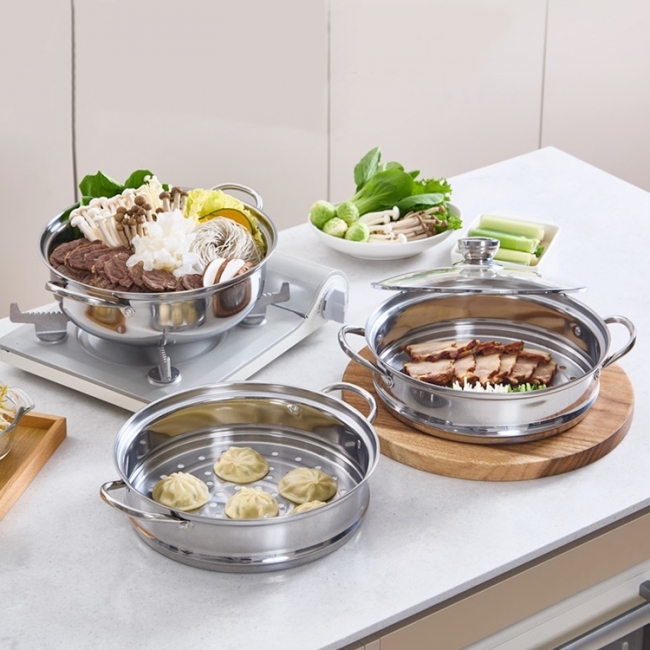 [라온까사]하루쿡 28cm 대용량 전골냄비 찜기 (2단/3단)