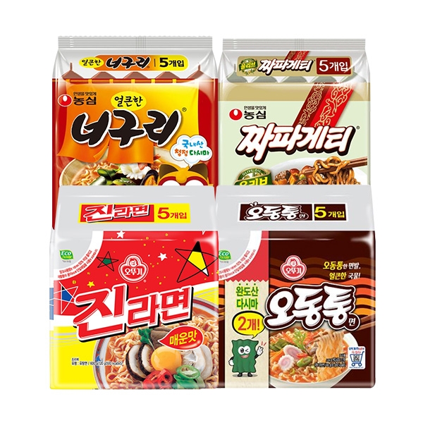 [농심]너구리(5개)+짜파게티(5개)+진라면(5개)+오동통면(5개)