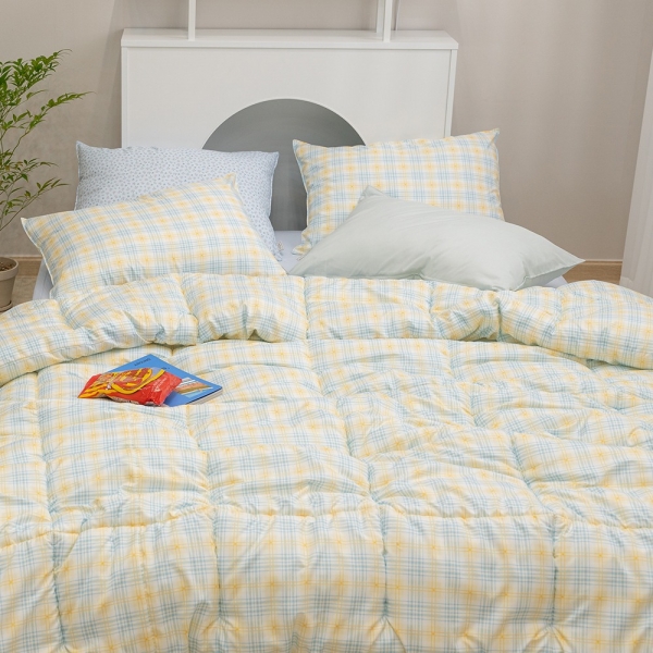 ★주말특가★ 심플 먼지없는 소프트마이크로 슈가체크 리버서블 사계절 차렵이불 이불+베개커버 침구 세트