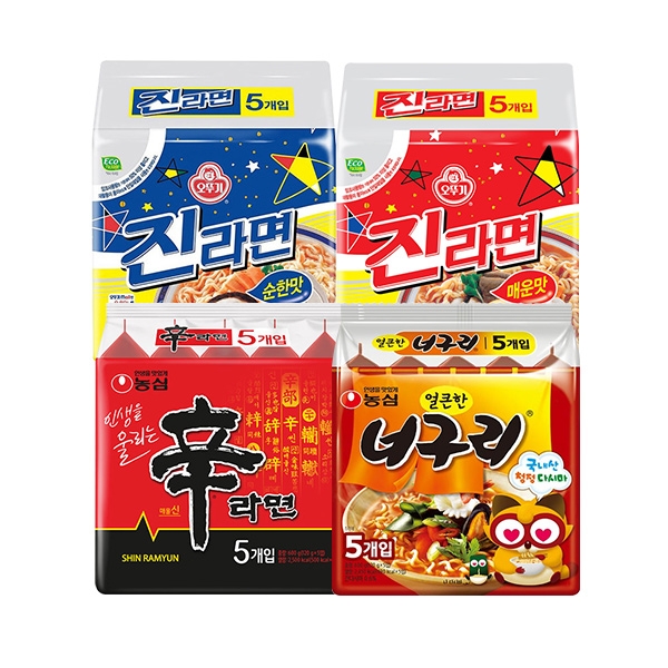 [농심]신라면(5개)+너구리(5개)+진라면(10개)(순한맛+매운맛)