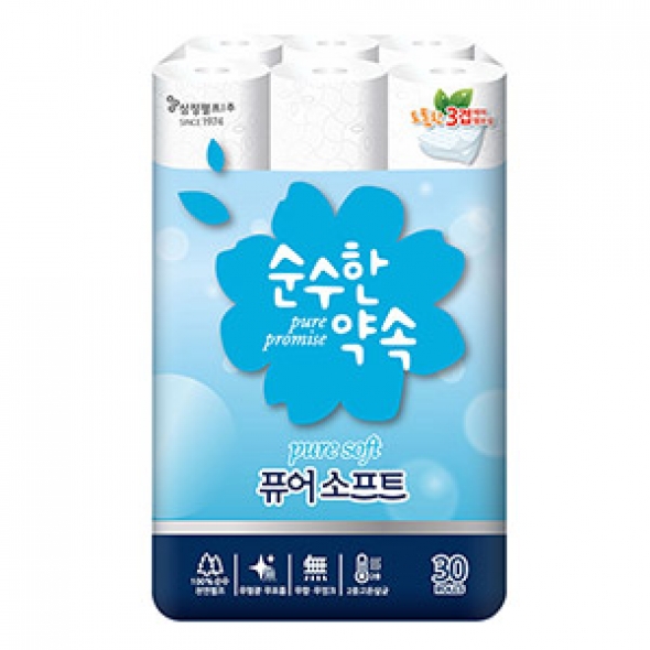 삼정펄프 퓨어소프트 천연펄프 3겹 화장지 30롤