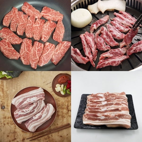 ★리뷰이벤트★ [영덕축산] 한우1++(9) 모듬 구이 600g 구매시 오겹살 600g 공짜!!