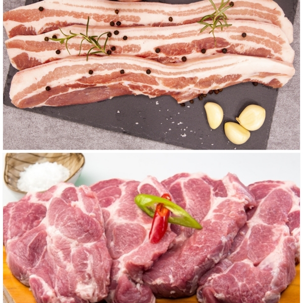 ★리뷰이벤트★ [영덕축산] 보성녹돈 오겹살 600g + 목살 600g 참소스 서비스