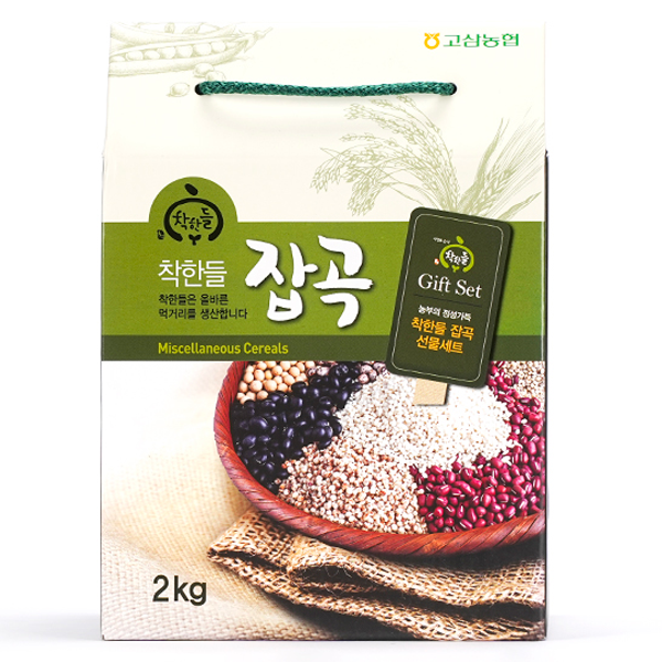 [고삼농협] 착한들 명품 잡곡세트 2호 2kg - 국산 100% 4종 학교급식 농협 선물세트