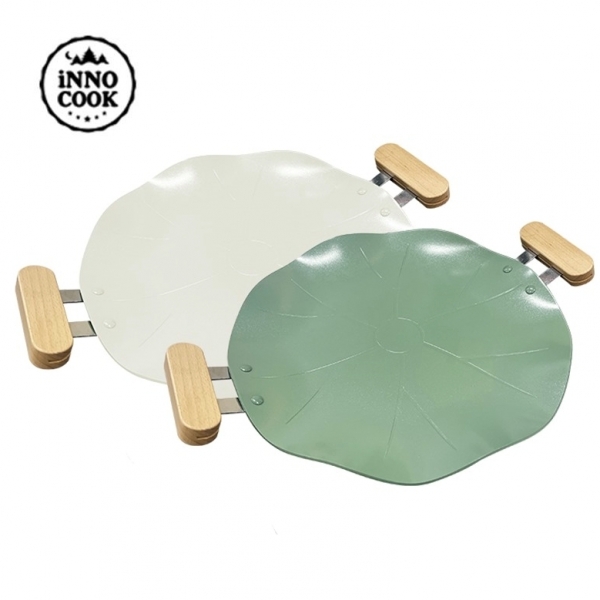 [이노쿡]연꽃 그릴팬&플레이트 1P (아이보리/카키)