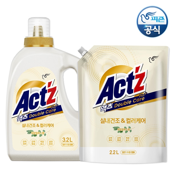 액츠 더블케어 플러스 세탁세제 일반드럼겸용 3.2L+2.2L