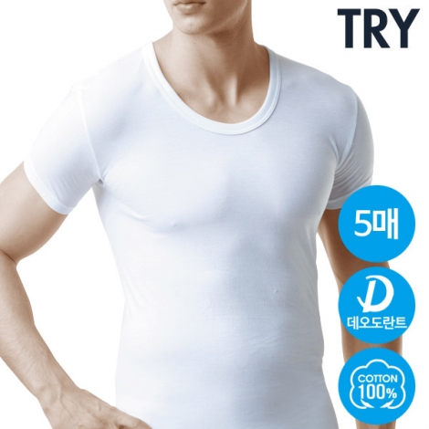 [트라이] 순면 남성 데오 반팔 런닝5매