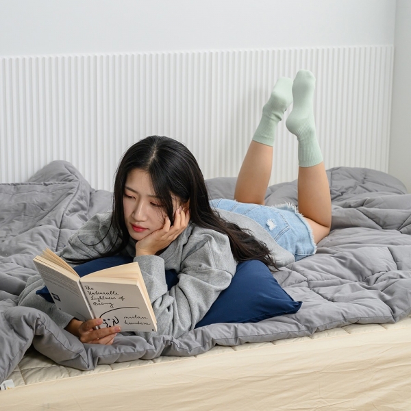 ★주말특가★ 심플 샤이니 40수 순면 100% 단색 사계절 차렵이불 이불+베개커버+패드 침구 세트 5가지 색상