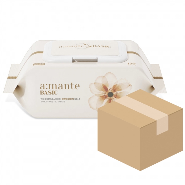 ★타임세일★ 아망떼 물티슈 베이직 120매 10팩 대용량 두꺼운 도톰한 아기물티슈
